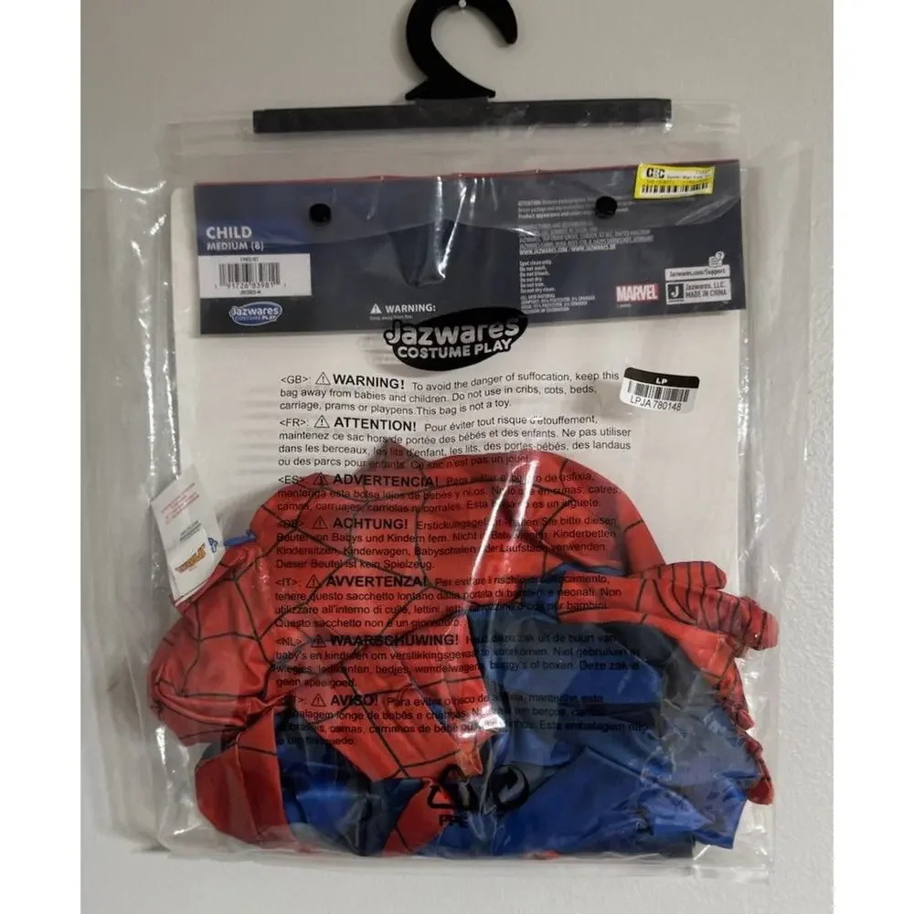 Jazwares Marvel Spider-Man Child Costume Size Medium 8 Bodysuit NEW